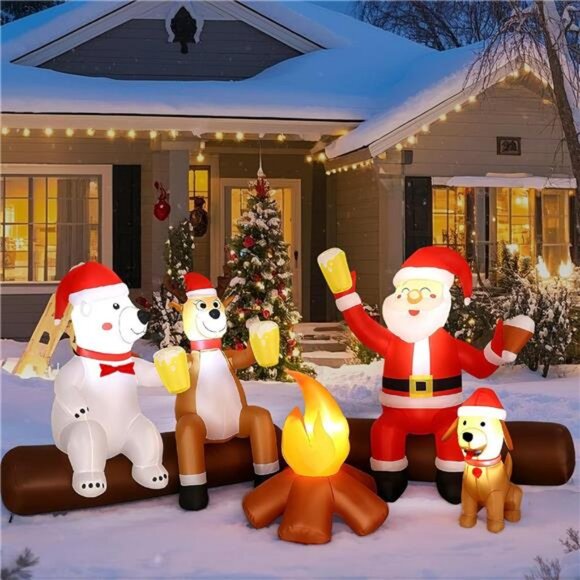 8FT Christmas Inflatable Outdoor Decoration with Built-in LEDs Lights, Blow-Up - Picture 1 of 8